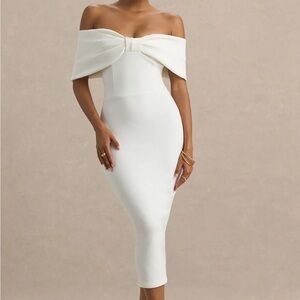 Bayshore: White Bow Bardow Midi Dress